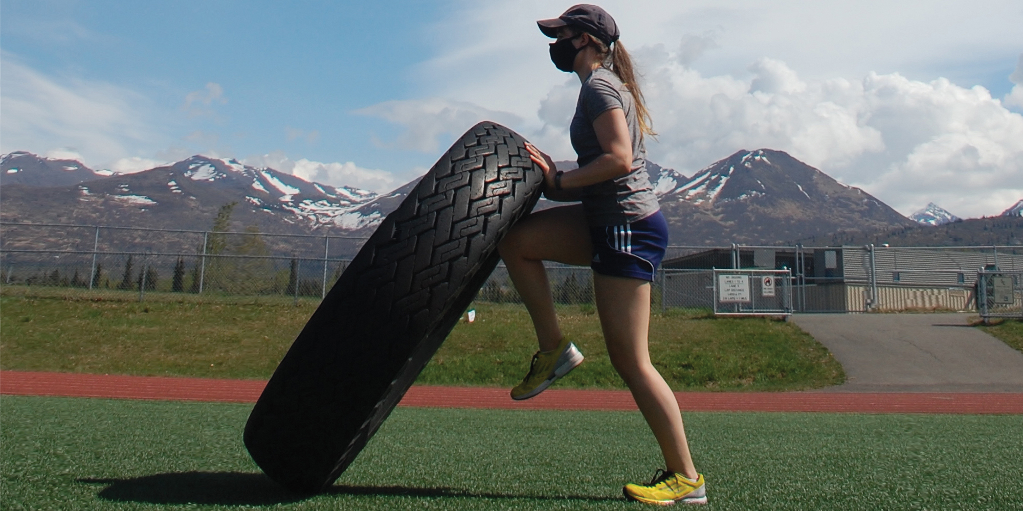 Vera Soloview doing tire training in Alaska