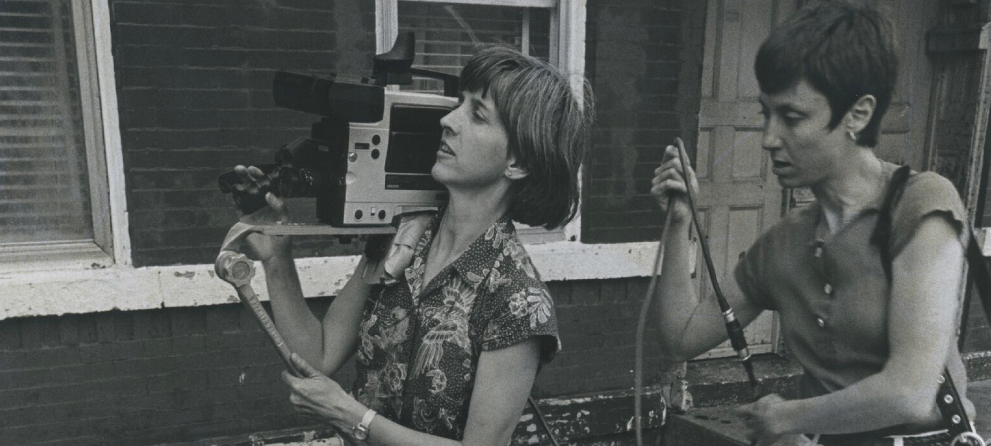 Eleanor Boyer and Karen Peugh filming in Chicago in 1979