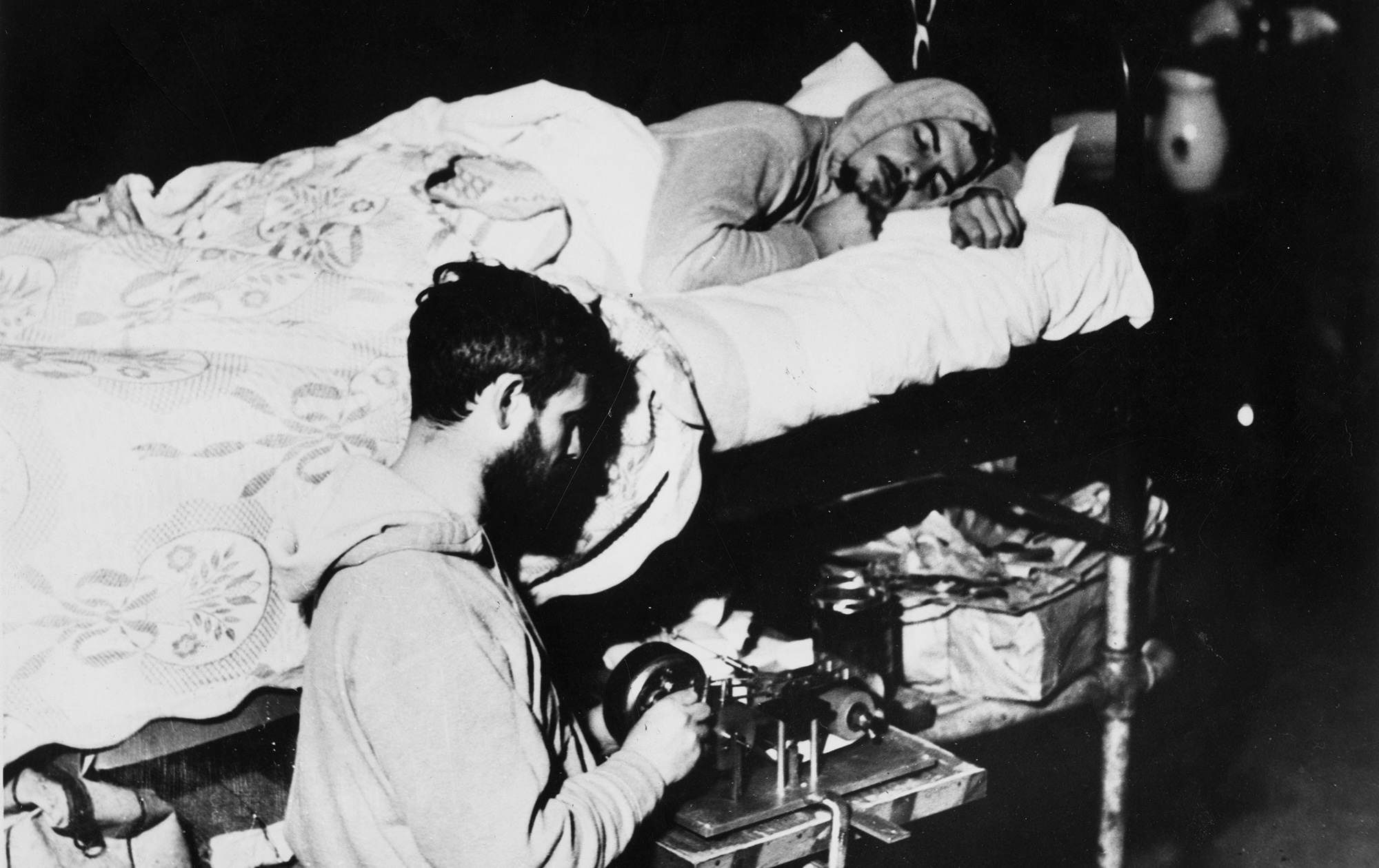 Sleep researcher Nathaniel Kleitman, PhD 1923, and a research assistant in Kentucky’s Mammoth Cave