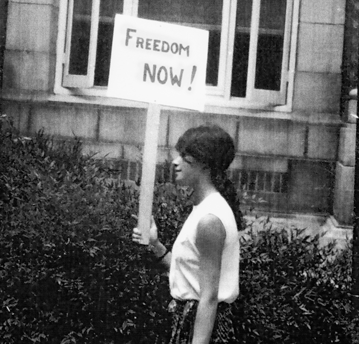 Heather Booth on a picket line in Mississippi in 1964