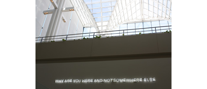 Jeppe Hein Why are you here and not somewhere else, 2004 Neon 3.3 x 86 in  Gift of Dean Valentine and Amy Adelson