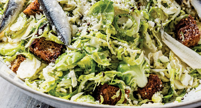 Brussels sprouts Caesar salad