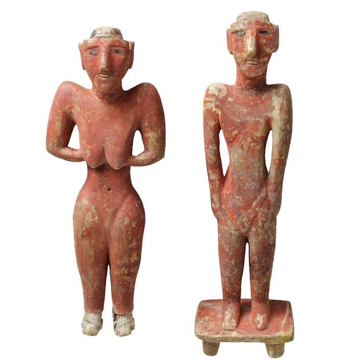 painted limestone statues, Neolithic period