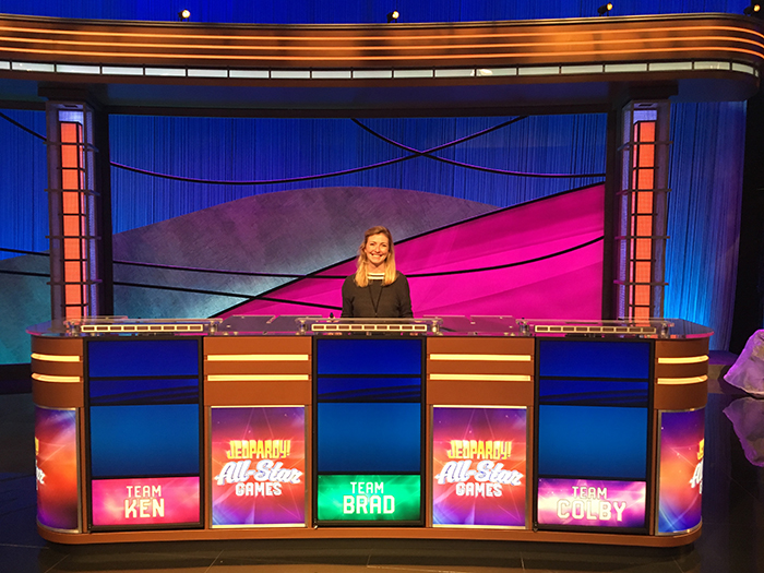 Claire McNear on the set of Jeopardy!