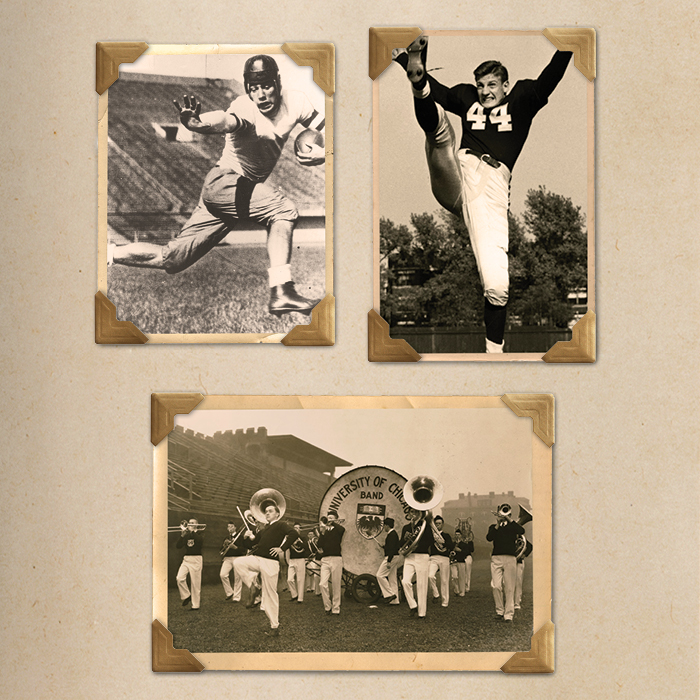 Photo collage of Chicago Maroon Football 1930s