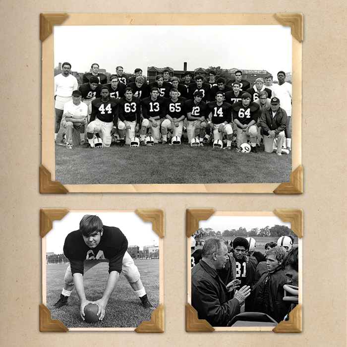 Photo collage of Chicago Maroon Football 1960s