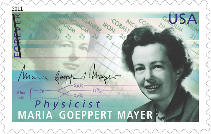 Postage stamp honoring Maria Goeppert Mayer