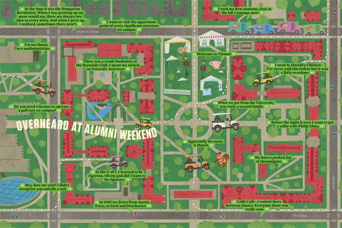 Illustrated map of Alumni Weekend 2023