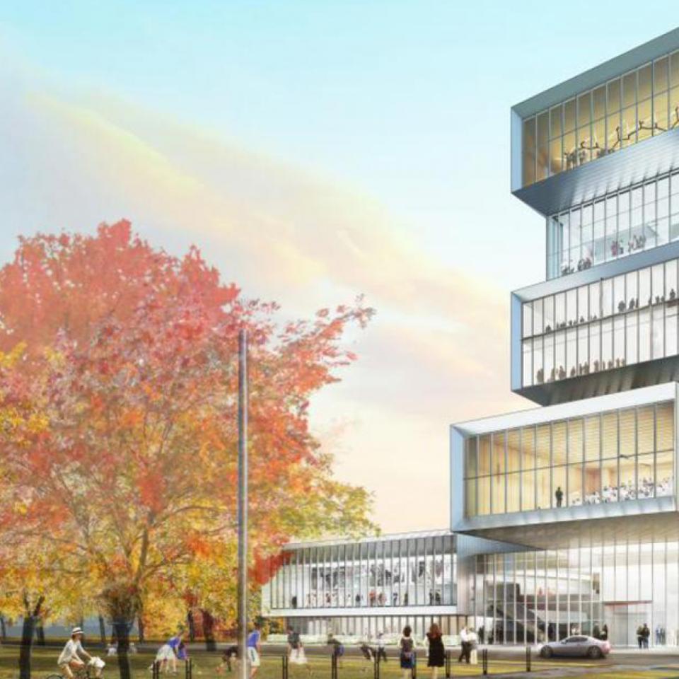Architectural rendering of the Rubenstein Forum at the University of Chicago