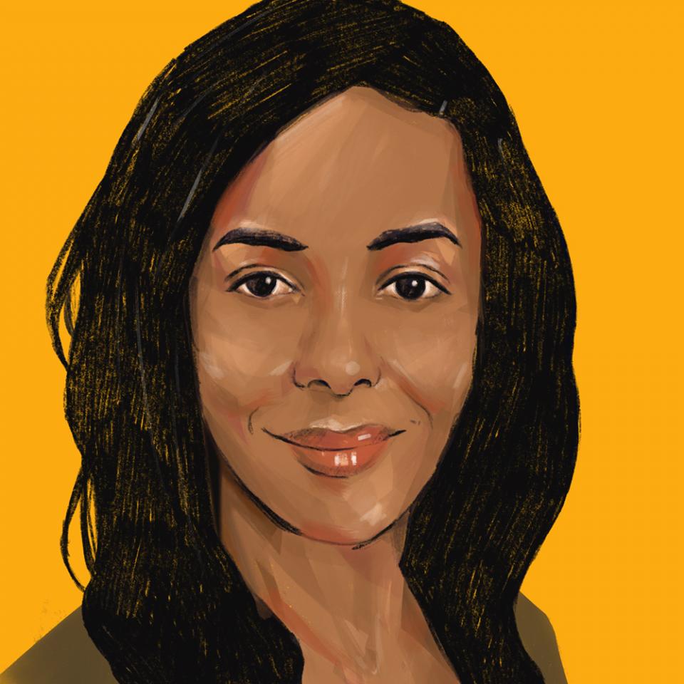 Illustrated portrait of Lisa Lucas, AB’01