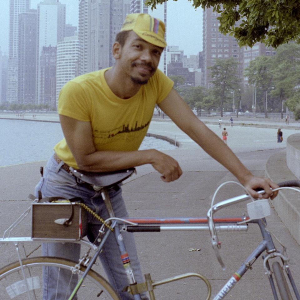 Patrick McCoy on the Chicago lakefront bike path in the 1980s