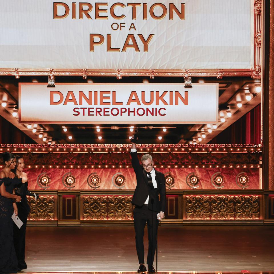 Daniel Aukin accepting his Tony Award for Best Direction of a Play 