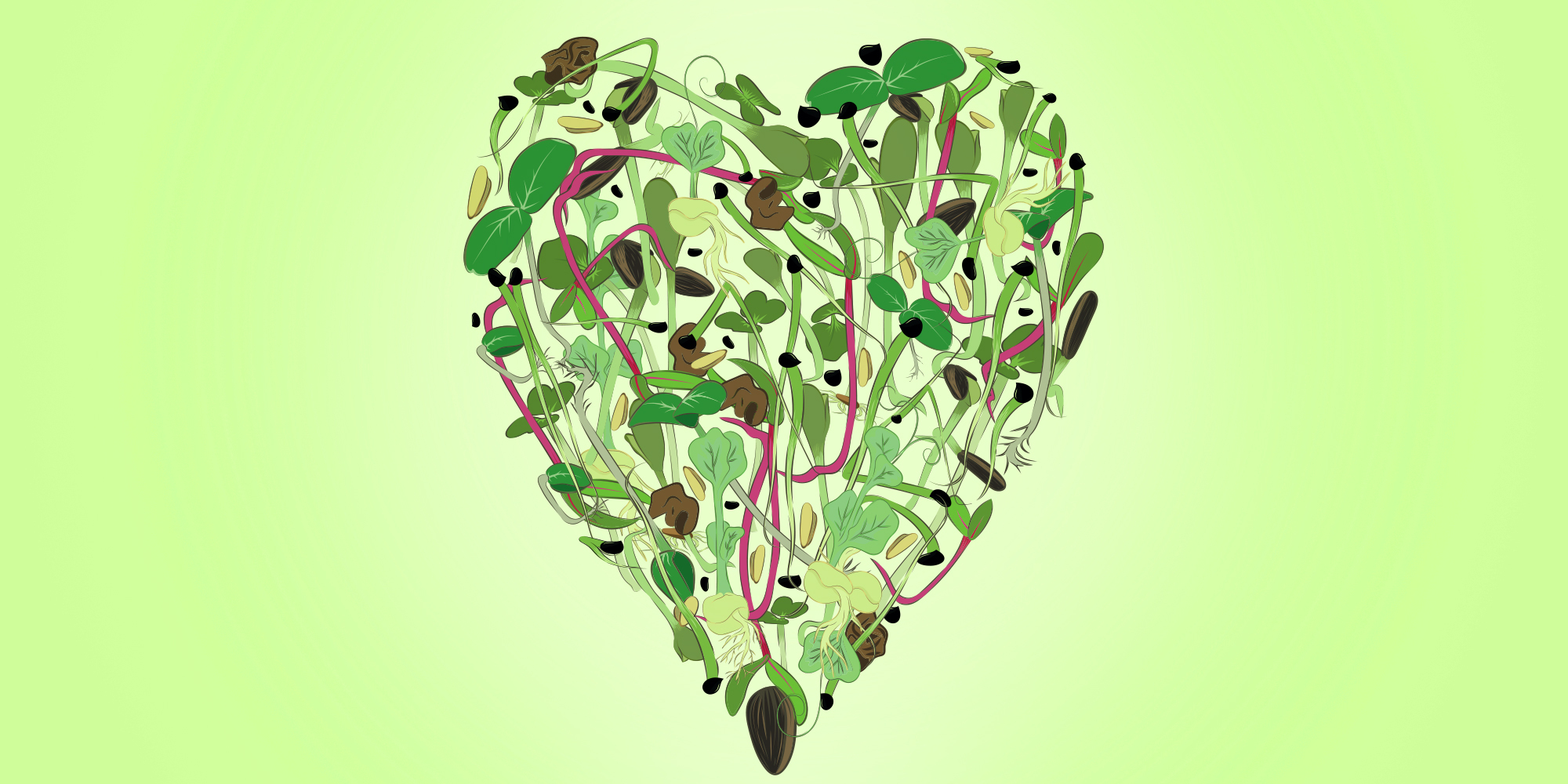 A heart composed of micro greens.