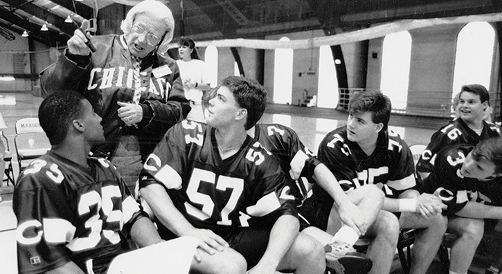 Gray with UChicago football players