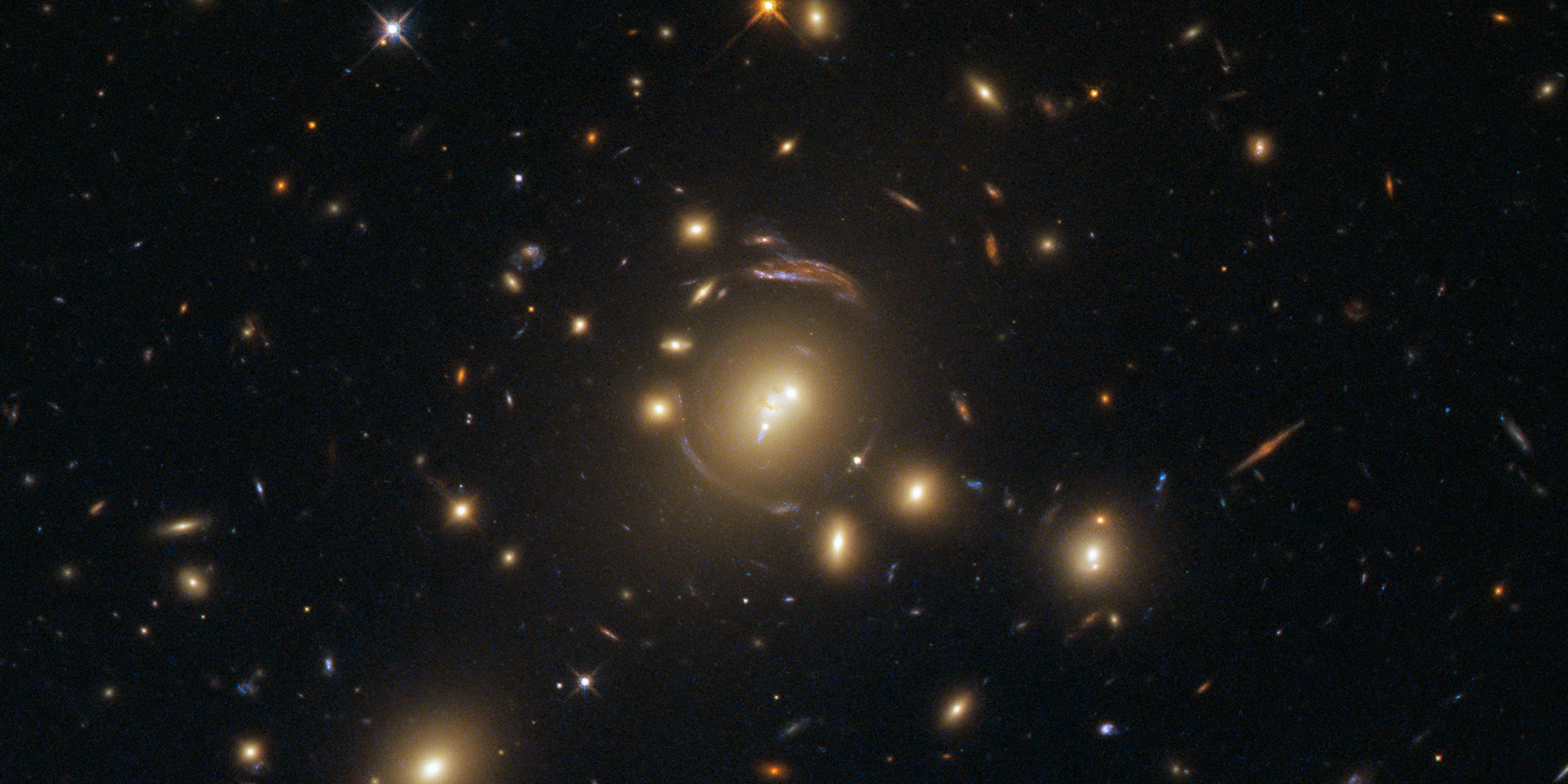 A strong gravitational lens photograph.