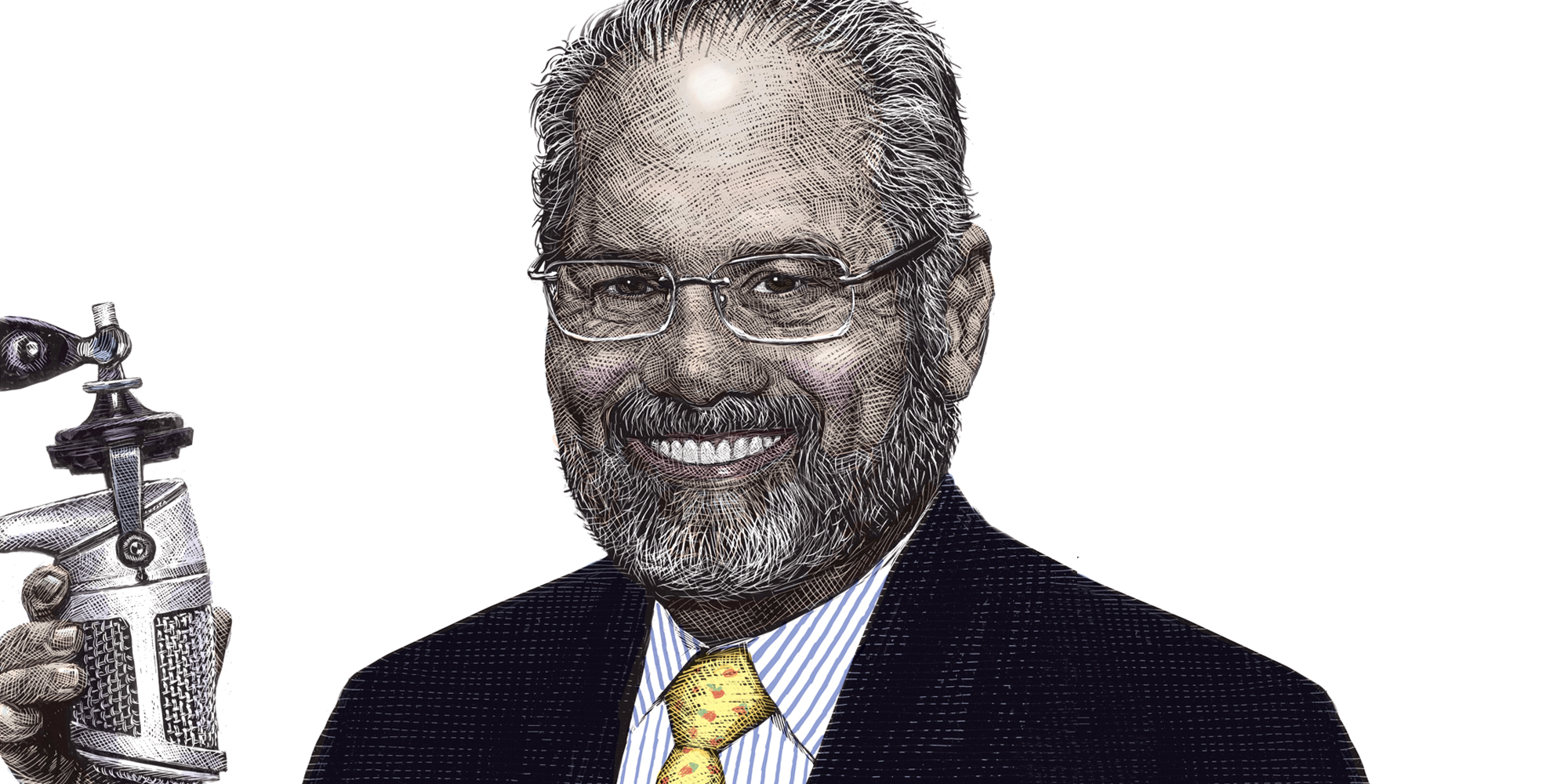 Illustrated portrait of Ray Suarez