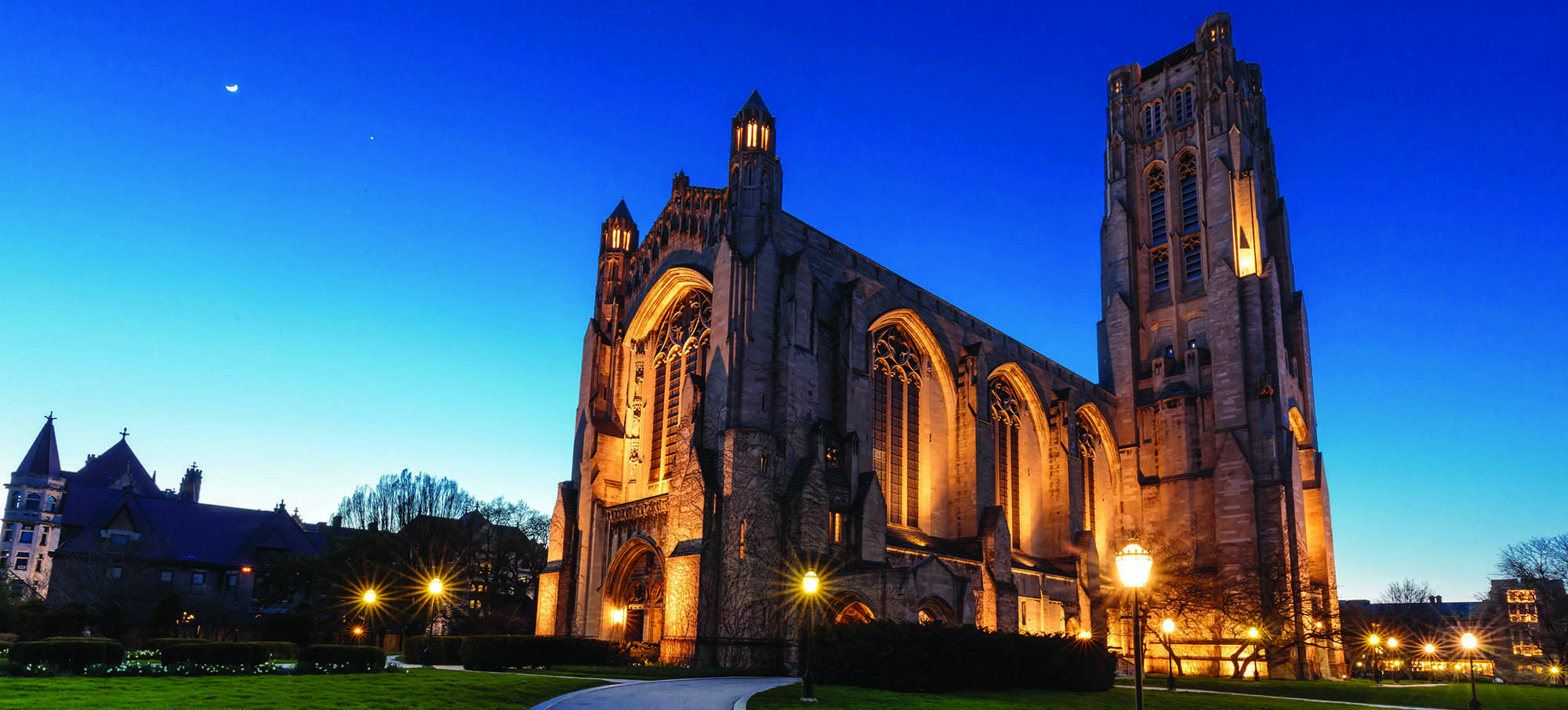 Rockefeller Chapel at twilight