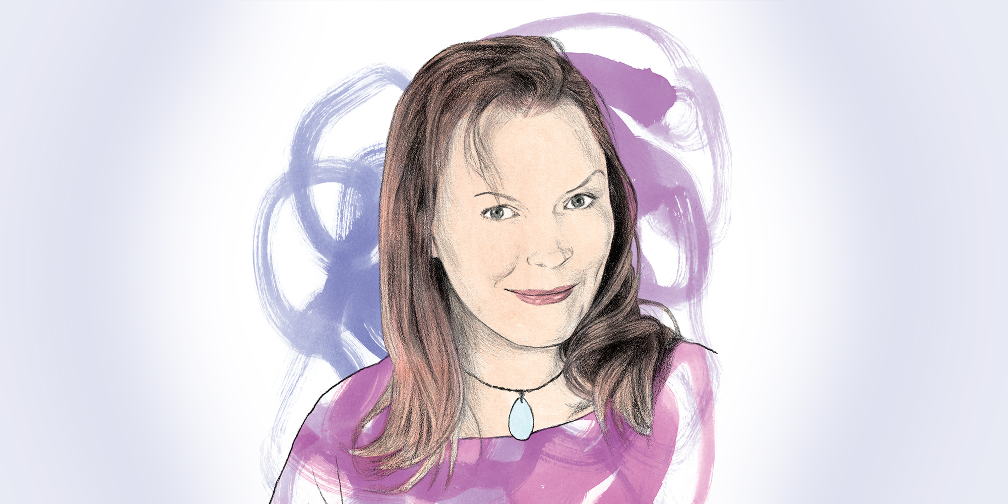 Illustrated portrait of Christina Kahrl, AB’90