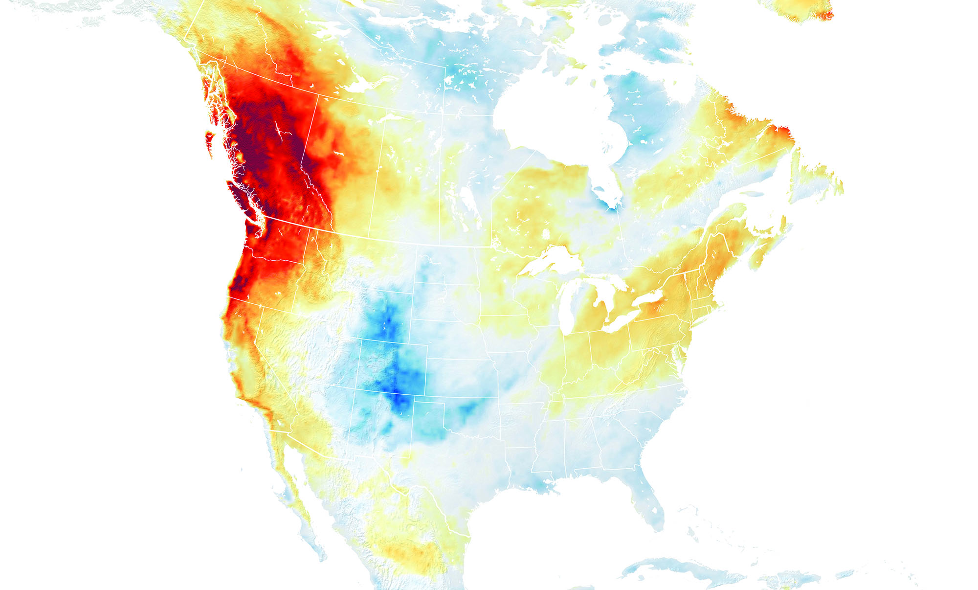 US weather map showing 2021 heat wave in the Pacific Northwest