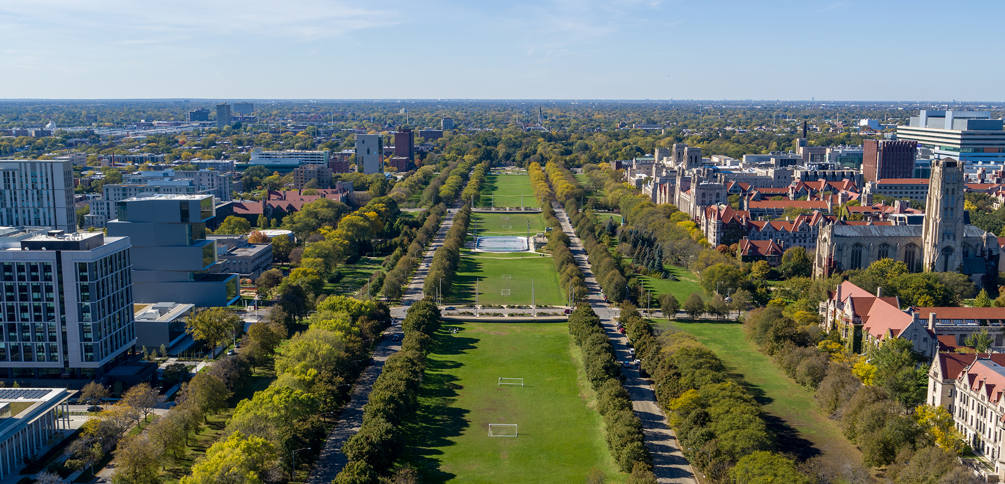 Aerial photo of the University of Chicago campus