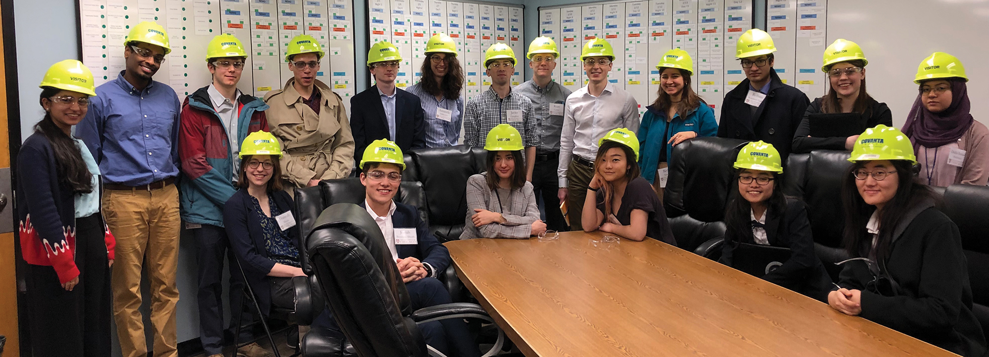 Students visit Covanta, a company that produces energy from municipal trash, during a 2019 career trek to Boston.