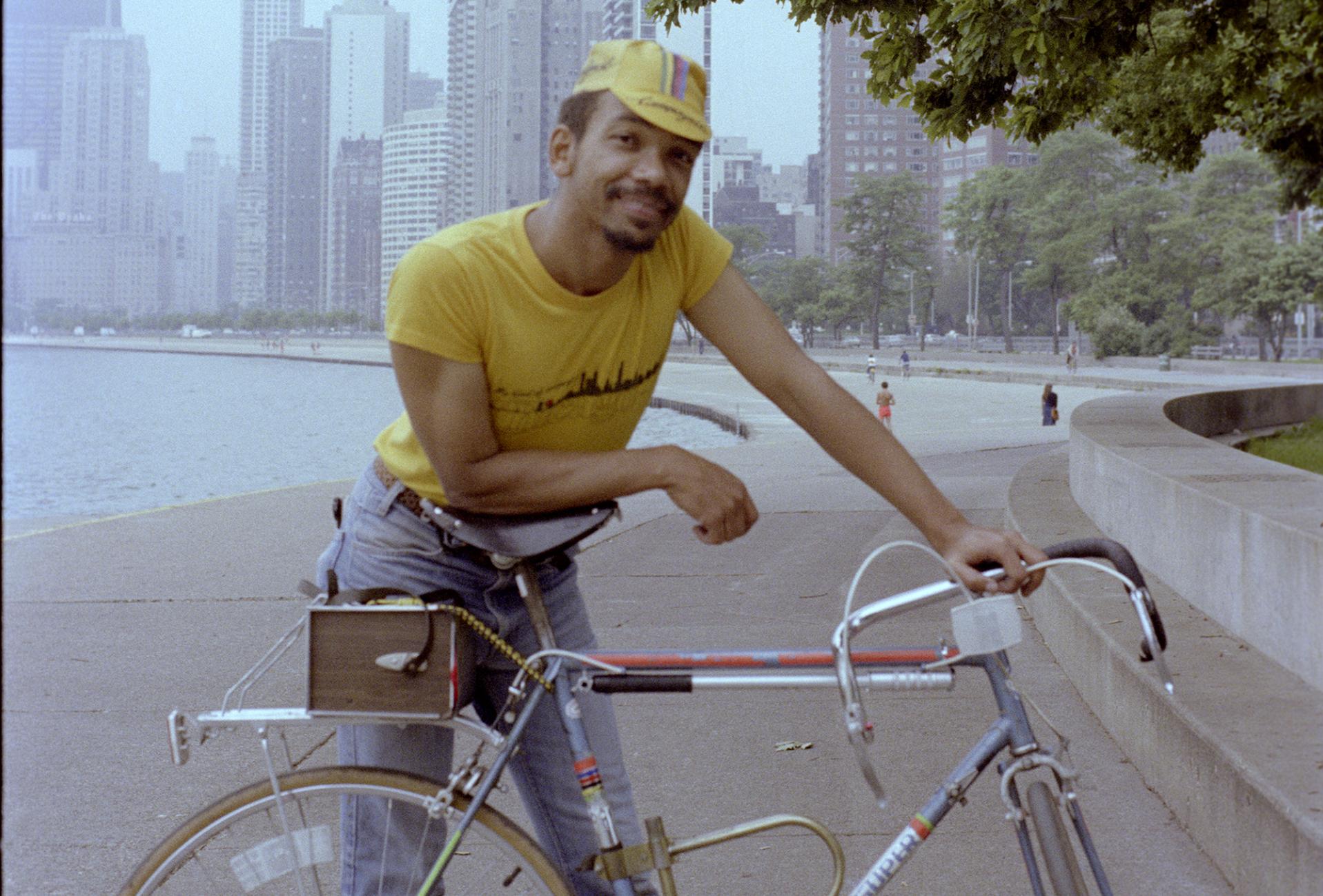 Patrick McCoy on the Chicago lakefront bike path in the 1980s