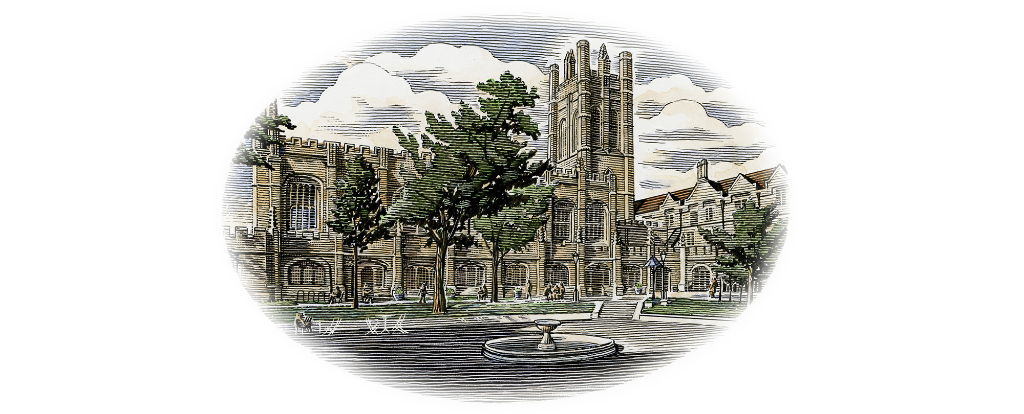 A illustration of Mitchell Tower on the University of Chicago campus