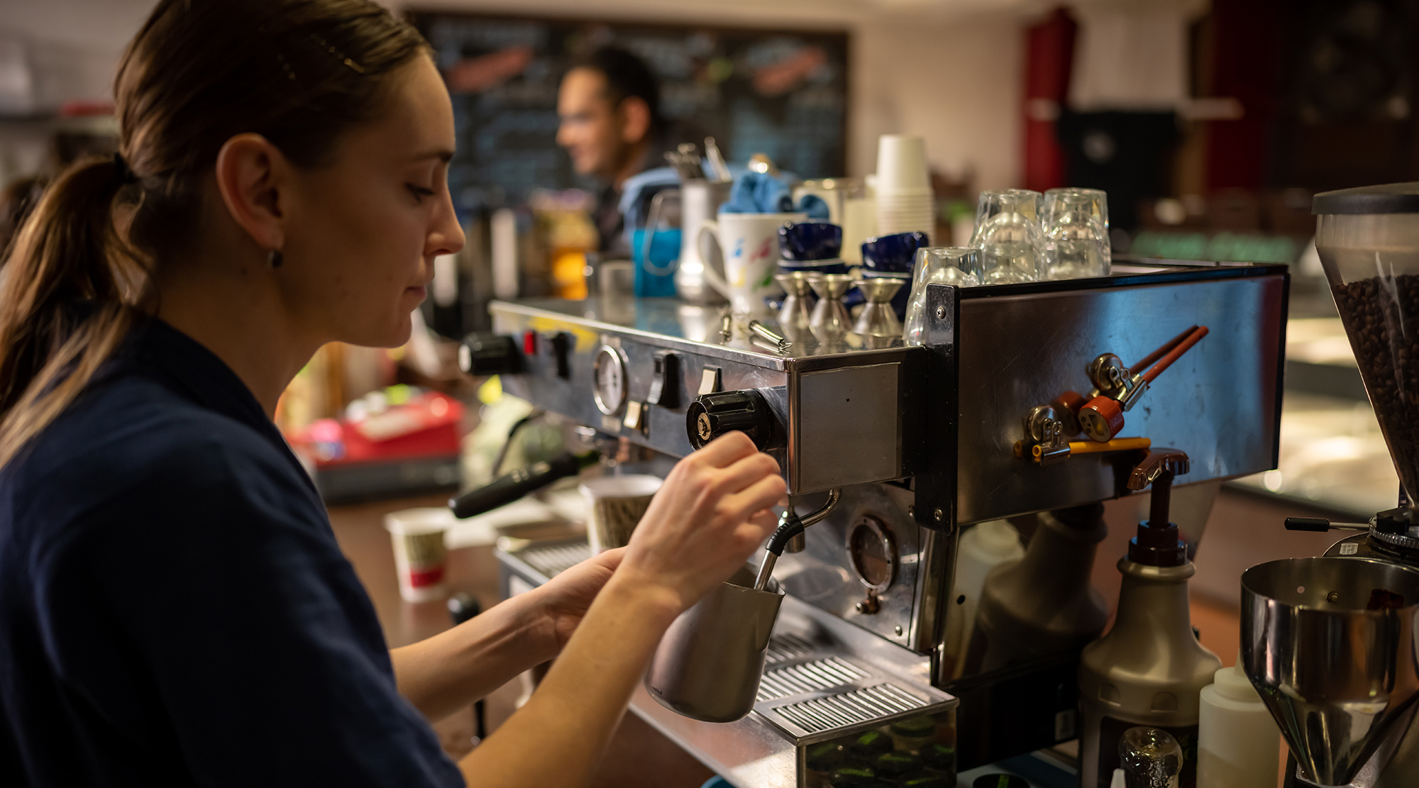 A student barista at Grounds of Being