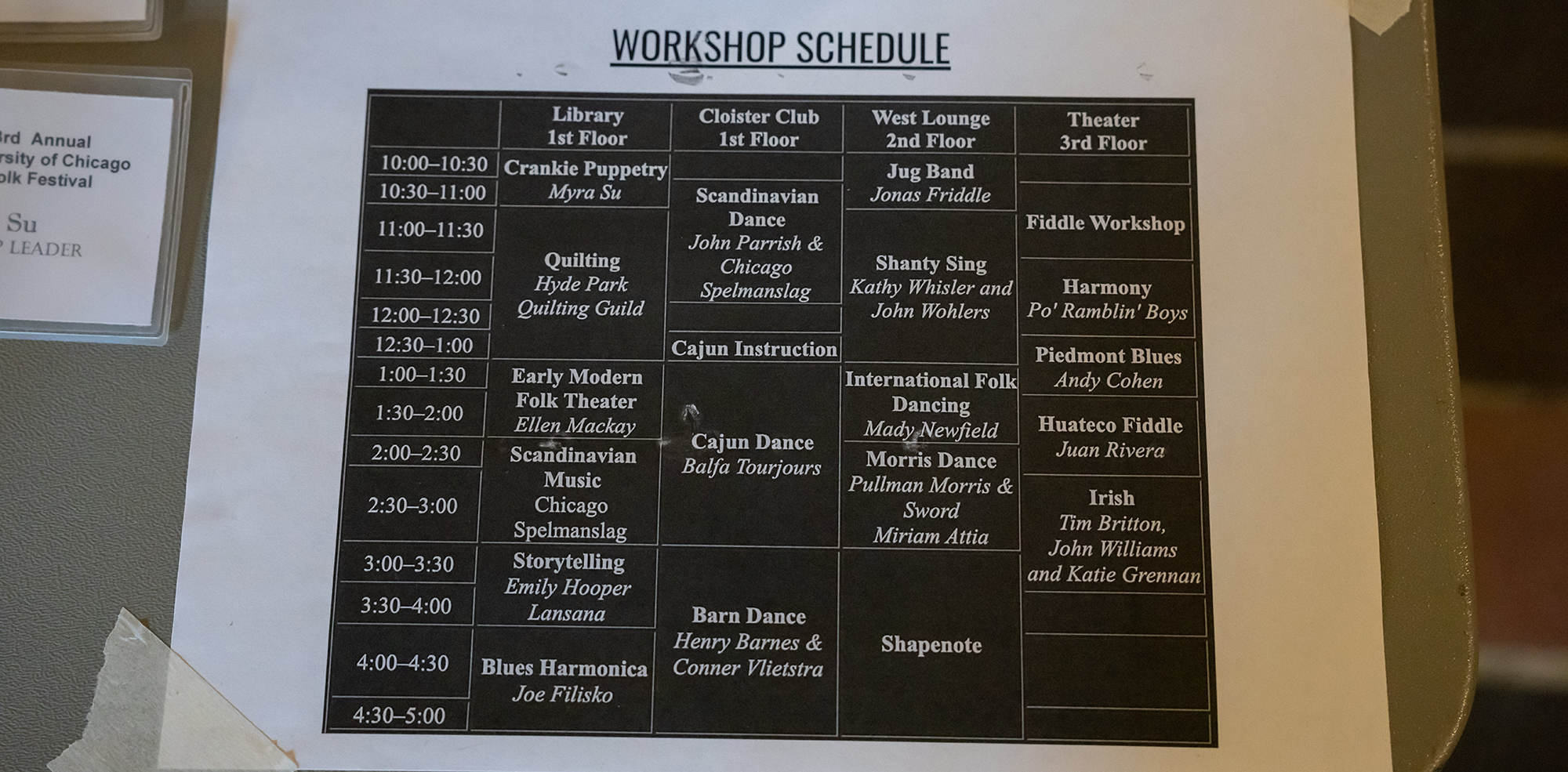 Folk Fest 2023 workshop schedule