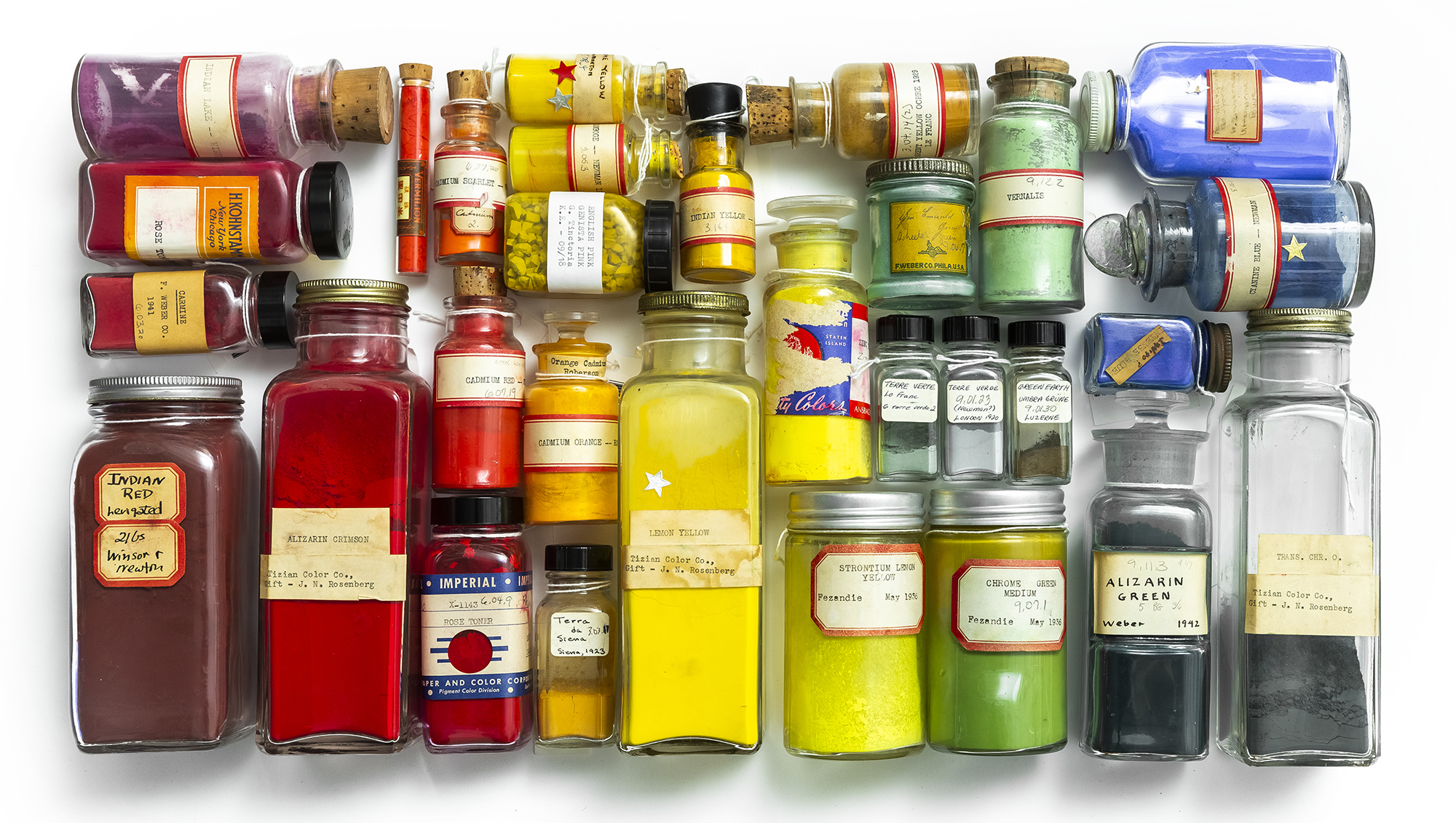 A colorful selection of samples from the Forbes Pigment Collection housed at the Straus Center for Conservation and Technical Studies, Harvard Art Museums