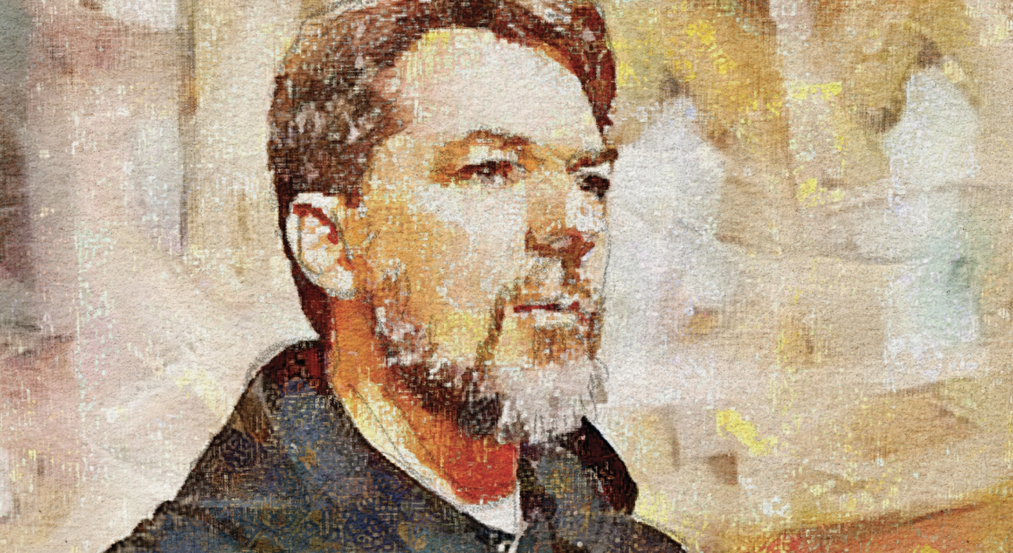 Illustrated portrait of Father Peter Funk, AB'92