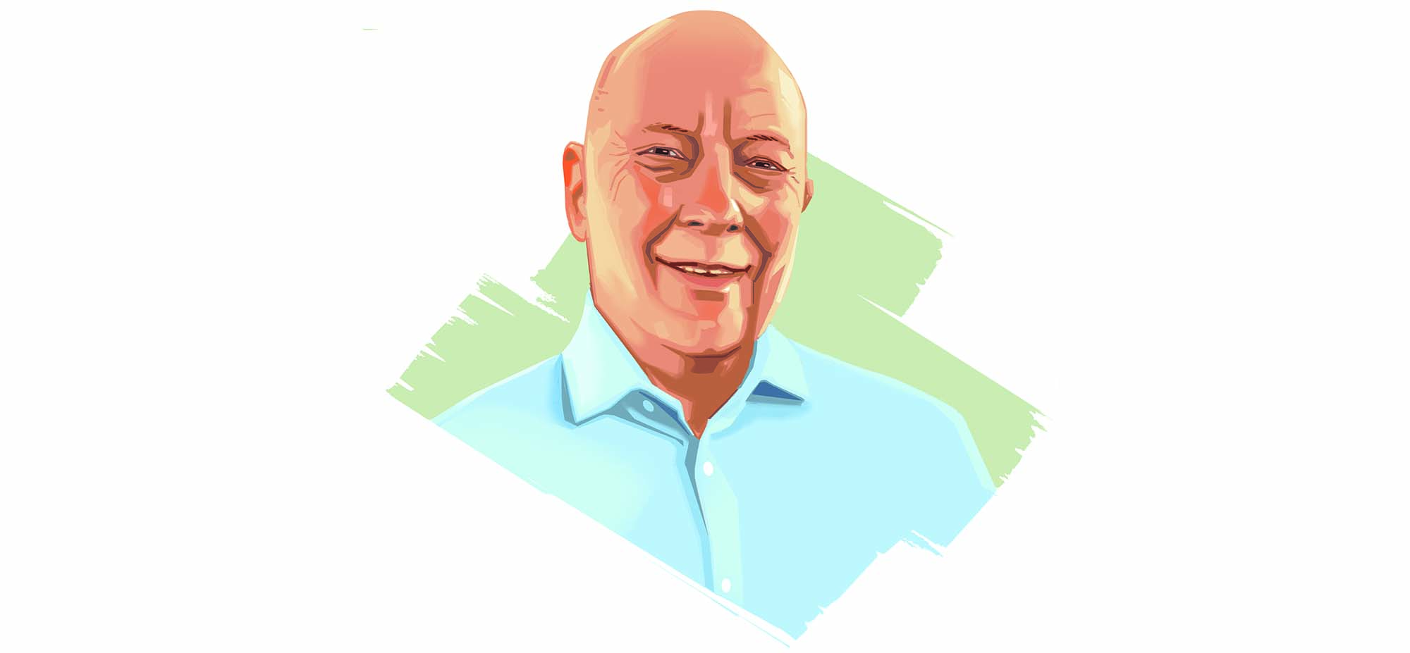 Illustrated portrait of Frank Gruber