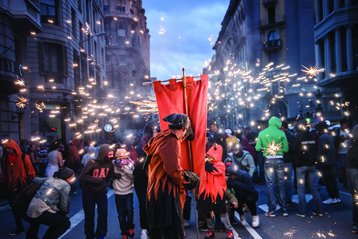 "fire-run" in Barcelona, Spain