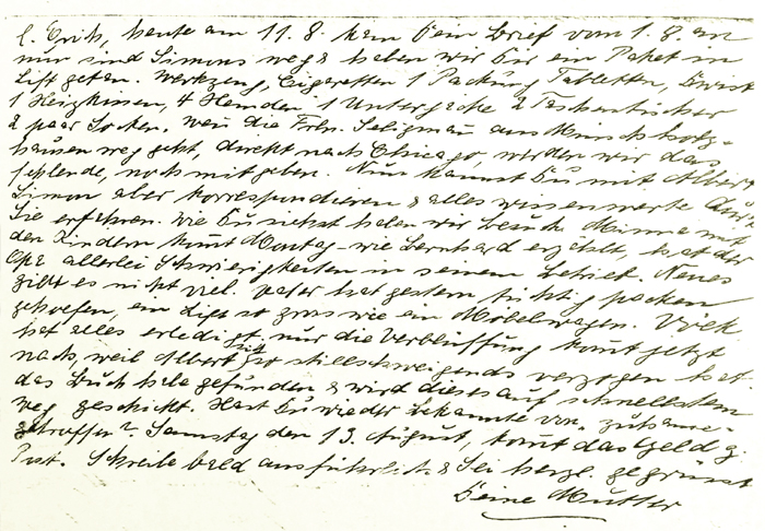 Image of a letter from Herta Rosenthal to Erich Rosenthal