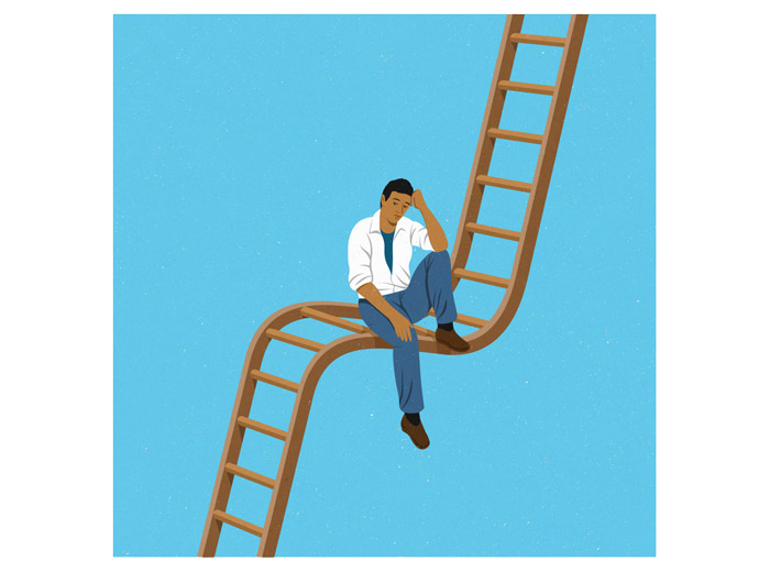 Man on ladder illustration