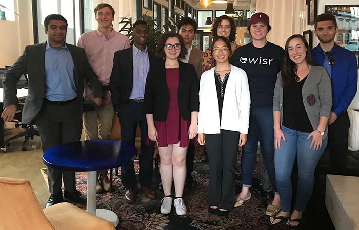 UChicago students with Wisr cofounder in Cleveland