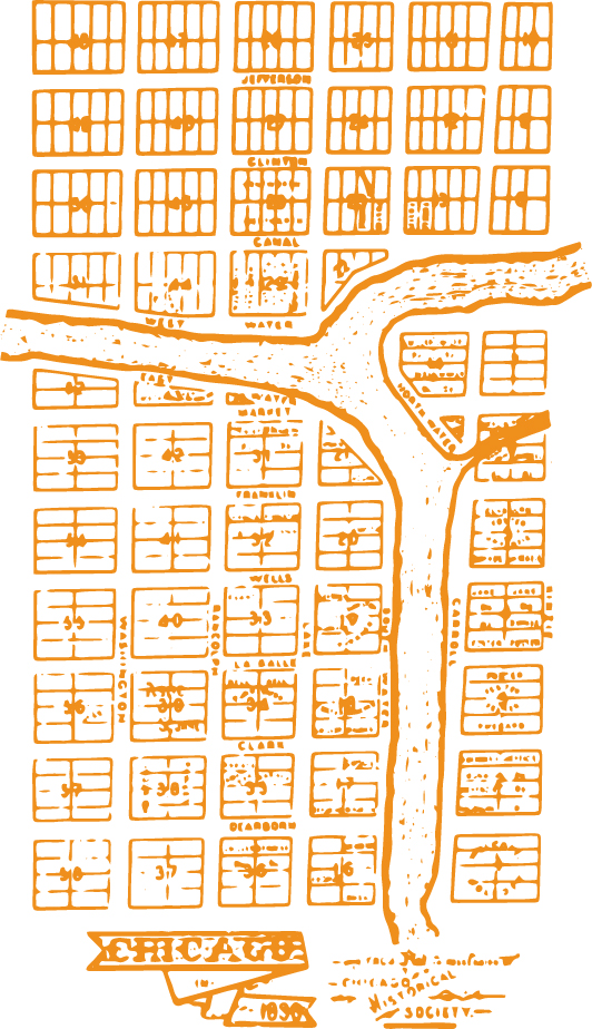 1830 Chicago map showing proposed lots