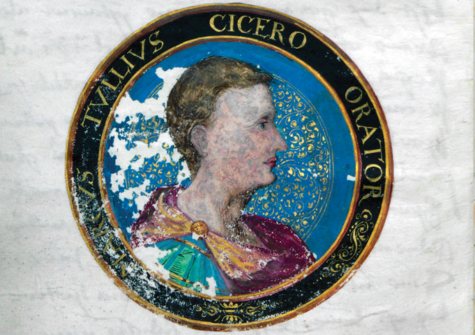 Imagined portrait of Cicero in a Renaissance manuscript