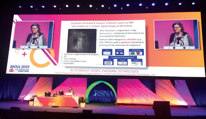 Maryellen Giger presenting at the 2019 RSNA meeting