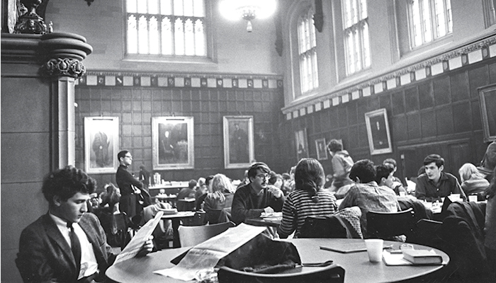 Archival photo of students in Hutchinson Commons
