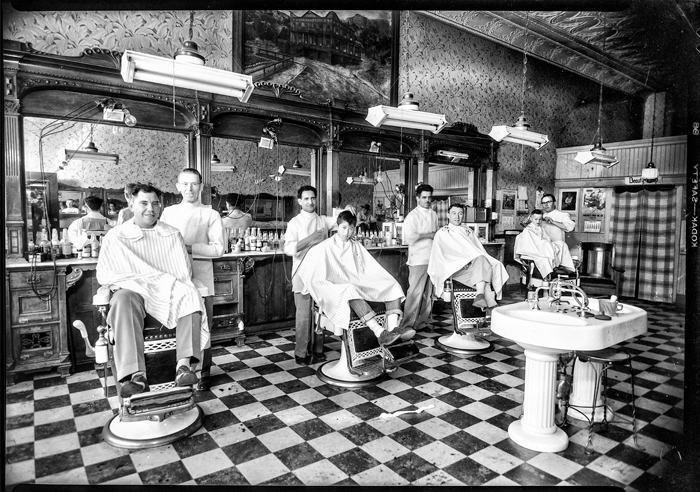 Route 66 barber shop in the 1950s