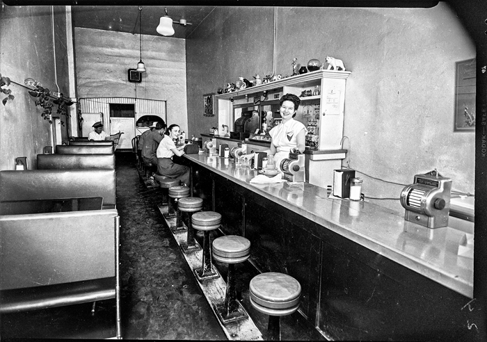 Route 66 diner in the 1950s