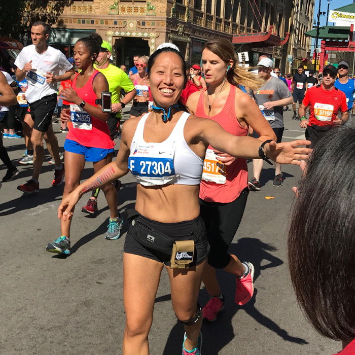 Joanne Lee Molinaro running the Chicago Marathon