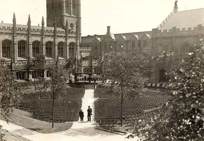 UChicago outdoor convocation staging and seating on June 10, 1913