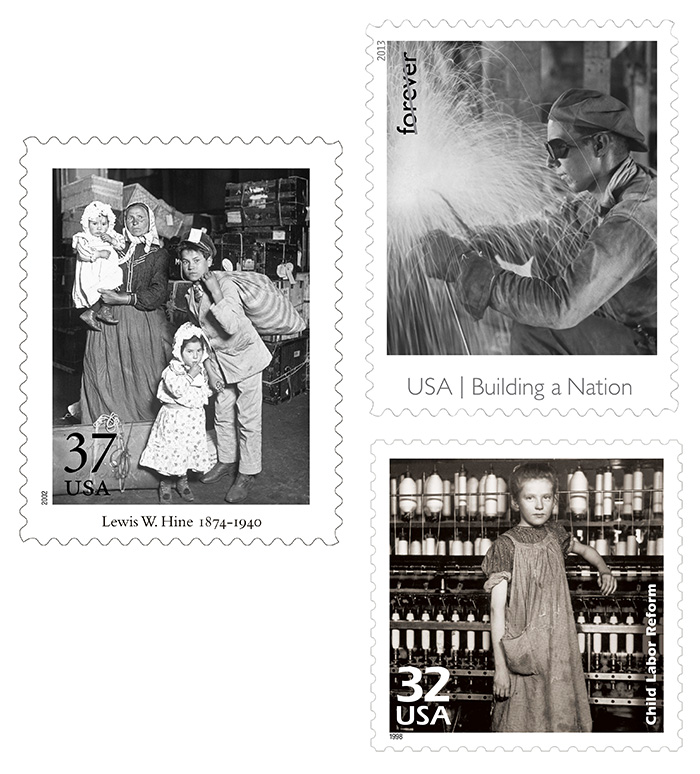 Postage stamps honoring Lewis Hine