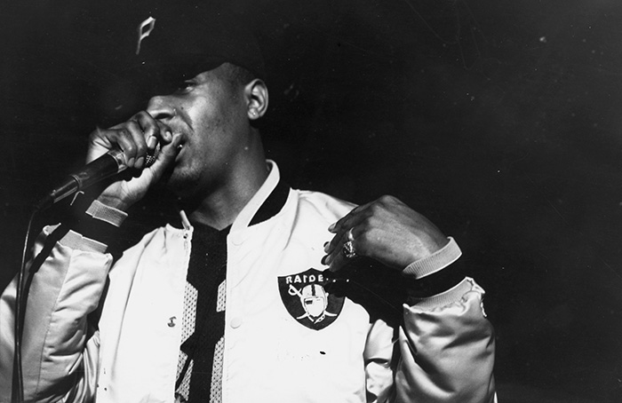 Chuck D of hip-hop group Public Enemy performs at Mandel Hall in 1989