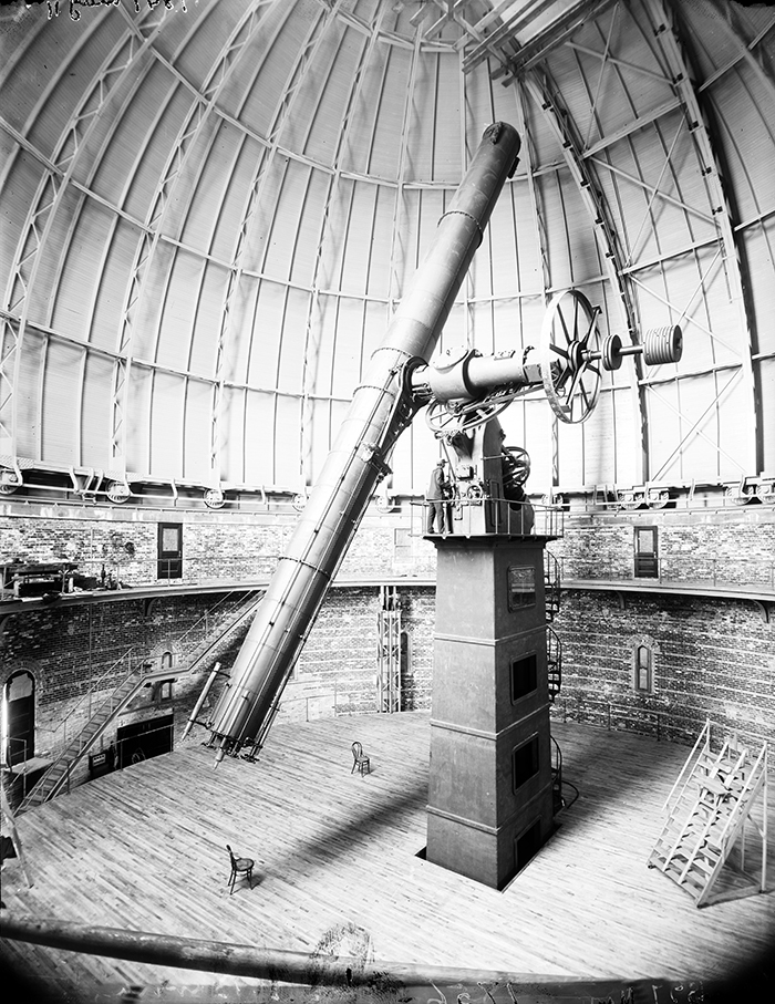 The interior of the Yerkes Observatory telescope platform in 1916