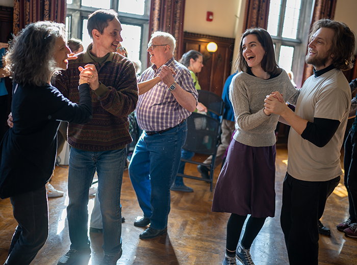 Dancers in Ida Noyes during Folk Festival