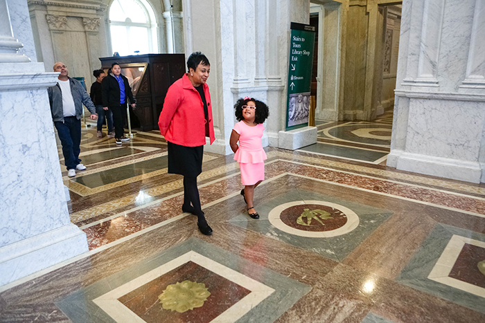 Librarian of Congress Carla Hayden welcomes 4-year-old Daliyah Marie Arana of Gainesville, Georgia to be "Librarian for the Day,"