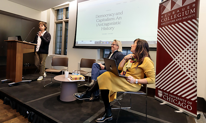 Jonathan Levy at the lectern speaking at a conference 